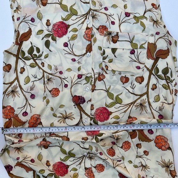 CHEPE Italy Beige red Floral Print button belts Dress - Picture 8 of 8